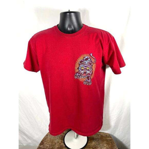 Obey “Power” Panther Graphic T-Shirt Red Men’s Medium - Picture 1 of 6